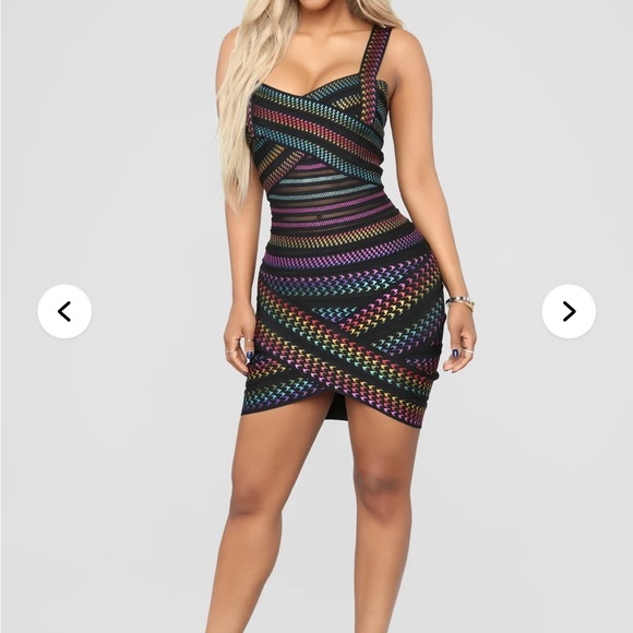 Fashion Nova Bandage size M Multicolor Striped Mini Dress - Picture 3 of 11